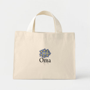 Bolsa Tote Mini Camiseta Oma Flor Azul Bonita