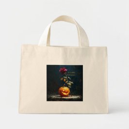 Bolsa Tote Mini Capinha de Laptop Abóbora & Rosa Romântica Escura