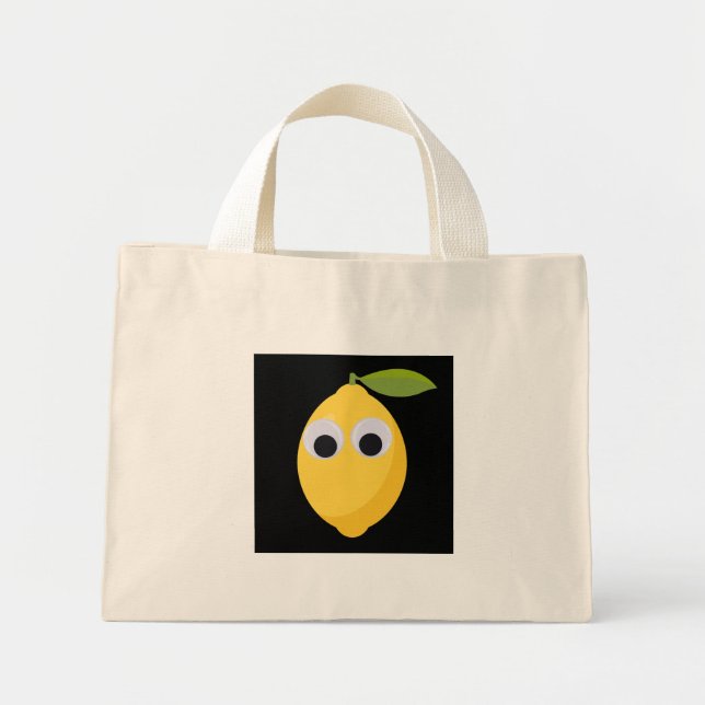 Bolsa Tote Mini Caractere Lemon, fruta doce com olhos malvados (Frente)