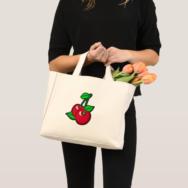 Bolsa Tote Mini Cartografia Red Green Black Cherries Fruta Art (Frente (produto))