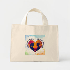 Bolsa Tote Mini Casais Silhueta Coração "Seu Coração É Meu Coração