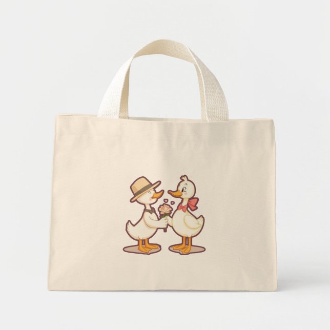 Bolsa Tote Mini Casal Cute Duck (Frente)