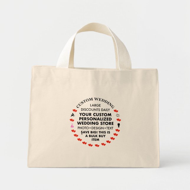 Bolsa Tote Mini Casamento Personalizado Pequeno Saco de Tota de Al (Frente)