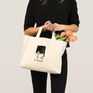 Bolsa Tote Mini cena de neve do boneco de neve preto e branco para