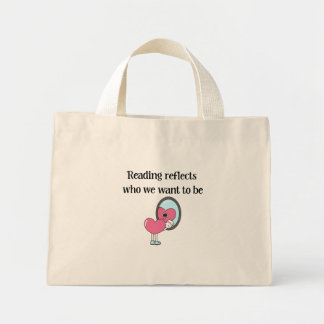 Bolsa Tote Mini Citação do Espelho do Coração Rosa Leitura Reflete