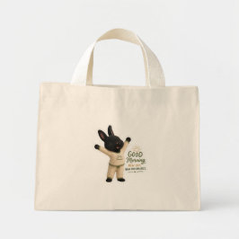 Bolsa Tote Mini Coelho Preto Rex Billy Esticando-se pela Manhã