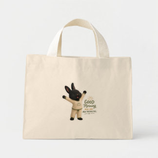 Bolsa Tote Mini Coelho Preto Rex Billy Esticando-se pela Manhã