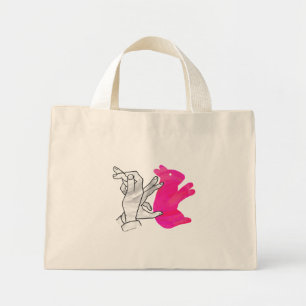Bolsa Tote Mini Coelho Silhueta Mão Rosa