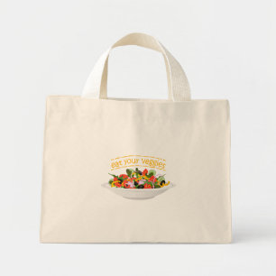 Bolsa Tote Mini Coma seus vegetais Cite salada fresca misturar tig
