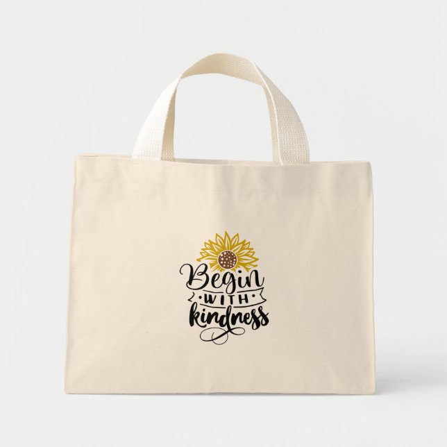 Bolsa Tote Mini Comece com a Bag de Tote de gentileza (Frente)