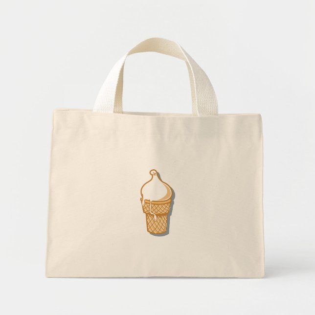 Bolsa Tote Mini cone de sorvete retrô (Frente)