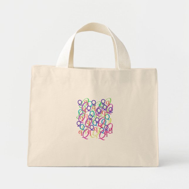 Bolsa Tote Mini Confete de Letras "Q" (Frente)