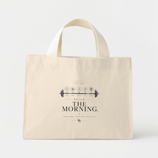 Bolsa Tote Mini Construa a Manhã™ | Rotina Premium de Vida Matinal (Frente)