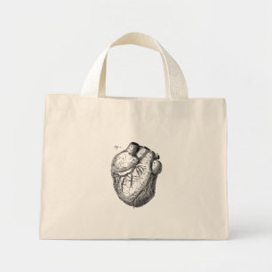 Bolsa Tote Mini Corações de Anatomia Cardíaca Retro Cardíaca V