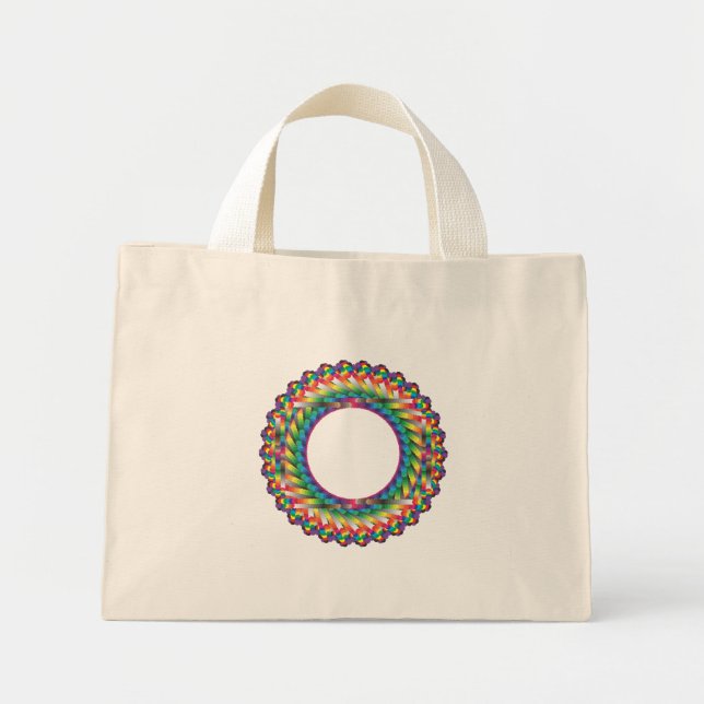 Bolsa Tote Mini Cores sem fim, quadro circular (Frente)