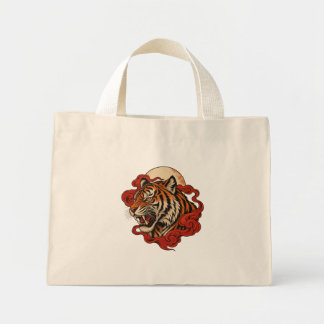 Bolsa Tote Mini Crimson Roar — Arte de Tigre Inspirado no Japão