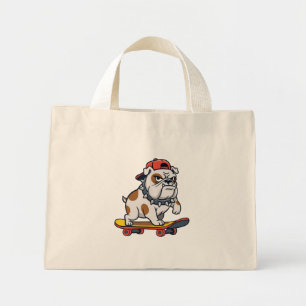 Bolsa Tote Mini Cute Bulldog Skater and Cat Astronaut Two-Sided To