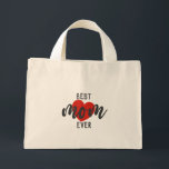Bolsa Tote Mini Cute Design Text Best Mom Ever With Heart<br><div class="desc">Elegant Mothers day Mini Tote Bag featuring a cute saying that reads "Best Mom Ever" with heart, This cute Mini Tote Bag is perfect for your daughter for Mother's Day and it can be use it all year.! A pretty unusual Mother's Day gift... probably different from what she's expecting. you’re...</div>