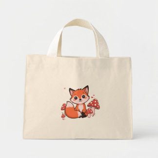 Bolsa Tote Mini Cute Fox Tiny Tote Bag – Woodland Animal Canvas 