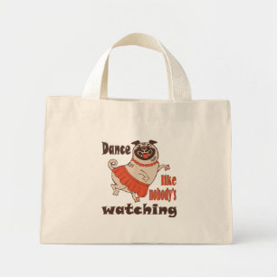 Bolsa Tote Mini Dance como ninguém está assistindo Pug Dog feminin