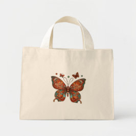 Bolsa Tote Mini Design de Borboleta Laranja