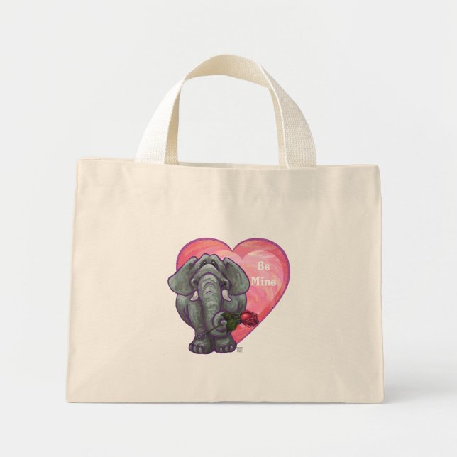 Bolsa Tote Mini Dia de os namorados de elefante (Frente)