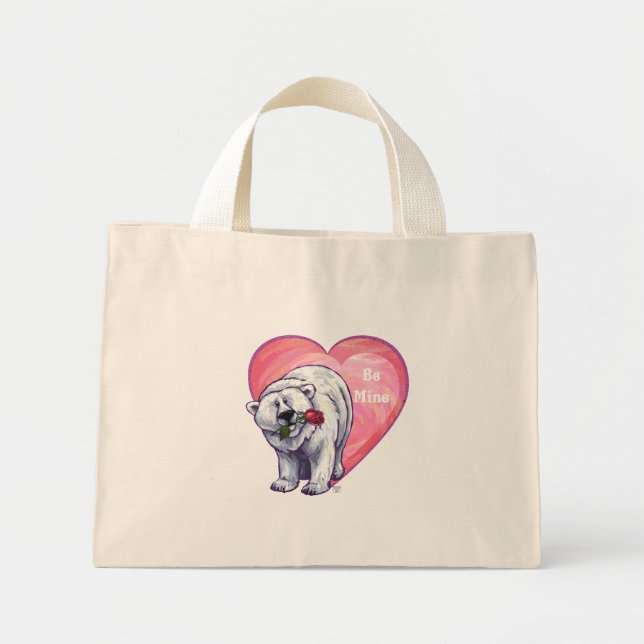 Bolsa Tote Mini Dia de os namorados de Urso Polar (Frente)