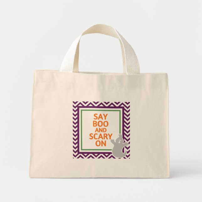 Bolsa Tote Mini Diga Boo e Assusta no Halloween (Frente)