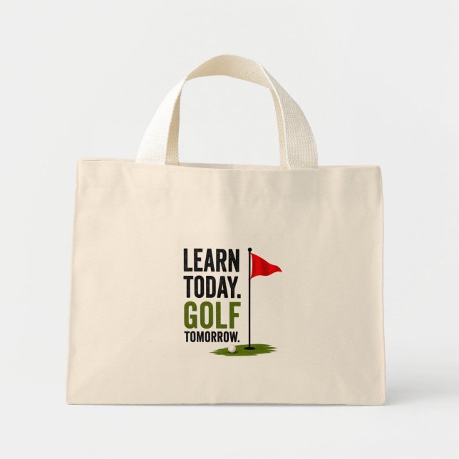 Bolsa Tote Mini Dito engraçado de golfe Bebê Golfista (Frente)