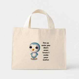 Bolsa Tote Mini Escolher saco de pinguins de bolso