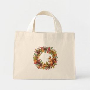 Bolsa Tote Mini Esquilo Feliz nas folhas do outono