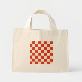 Bolsa Tote Mini Estilo Rústico Vermelho Xadrez 