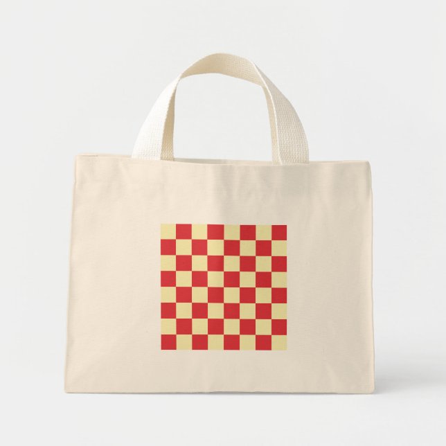 Bolsa Tote Mini Estilo Rústico Vermelho Xadrez  (Frente)