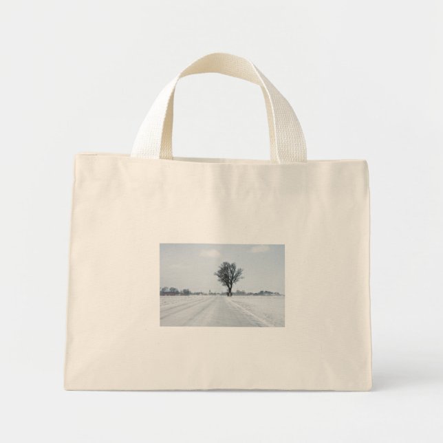Bolsa Tote Mini Estrada de inverno rural (Frente)