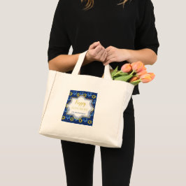 Bolsa Tote Mini Estrela De David Happy Hanukkah Watercolor