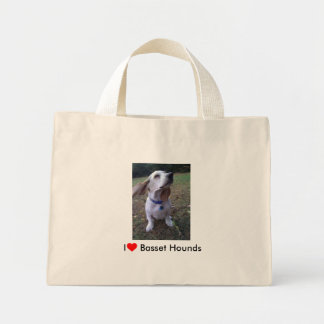 Bolsa Tote Mini Eu amo o Basset Hounds