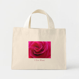 Bolsa Tote Mini Eu amo rosas! sacola Rosa Flor de rosa sacolas