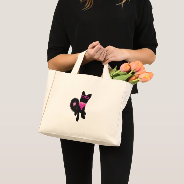 Bolsa Tote Mini Fantasia de cachorro preto de Halloween rosa (Frente (produto))