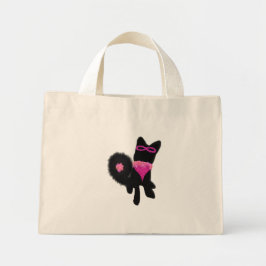 Bolsa Tote Mini Fantasia de cachorro preto de Halloween rosa