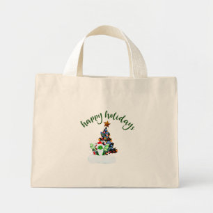 Bolsa Tote Mini Feliz e Natal mágico com uma torção de dragão