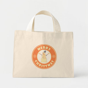 Bolsa Tote Mini Feliz Natal Feliz Snowman famoso estilo de café