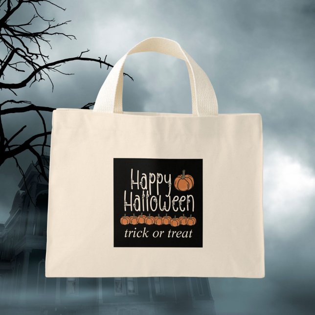 Bolsa Tote Mini Festivo Caveira, Truque de Halloween ou tratamento (Criador carregado)