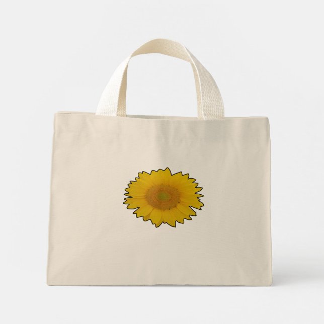Bolsa Tote Mini Flor amarela orgânica no saco (Verso)