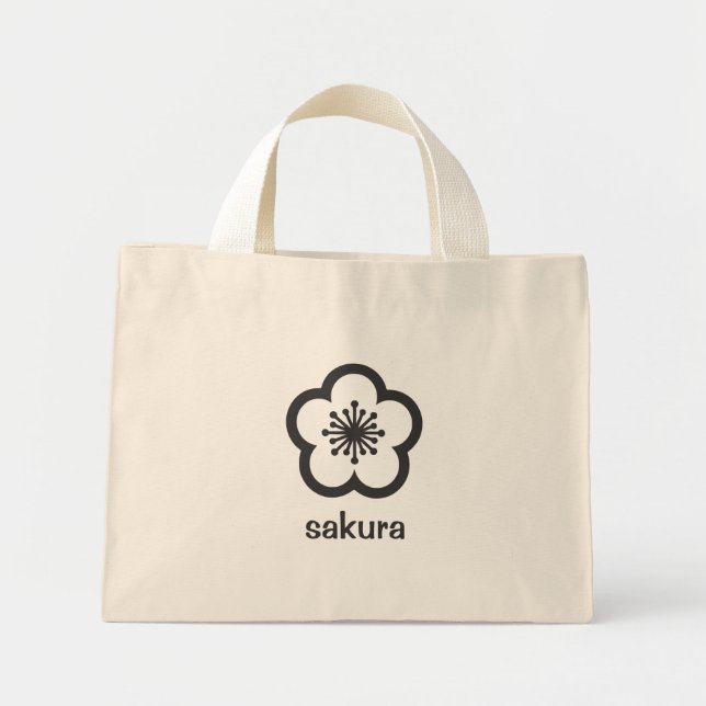 Bolsa Tote Mini Flor de Cerejeira Preta e Macia Sakura (Frente)