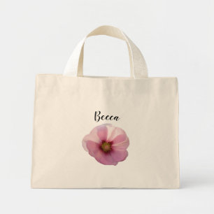 Bolsa Tote Mini Flor de Malva Rosa Brilhante Personalizada