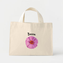 Bolsa Tote Mini Flor de Zínia Rosa Elegante Personalizada