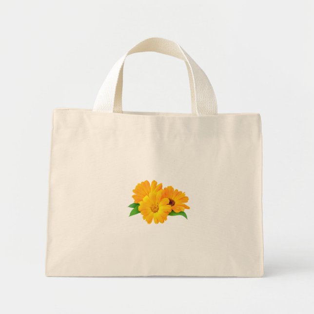 Bolsa Tote Mini Flores de Calendário Organizadas (Frente)
