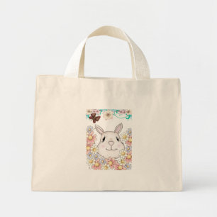 Bolsa Tote Mini Flores e Borboletas de Coelho Bonito