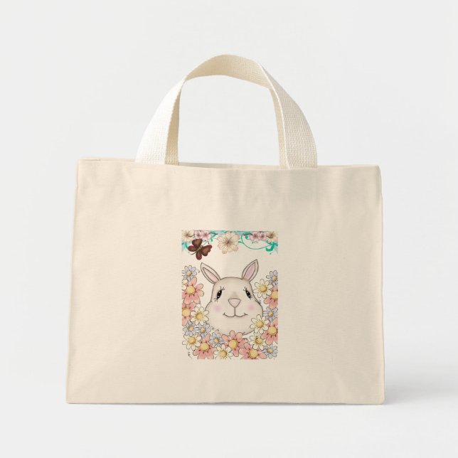 Bolsa Tote Mini Flores e Borboletas de Coelho Bonito (Frente)