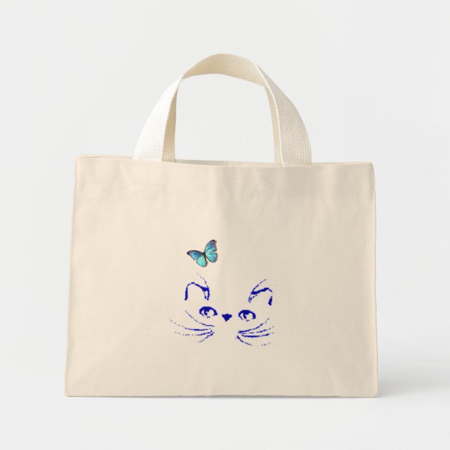 Bolsa Tote Mini Gatinho Daydreams saco azul (Frente)